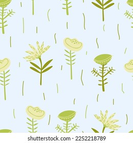 Seamless vector floral blue pattern.
