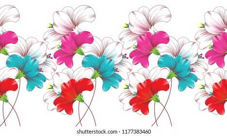 Seamless vector floral border