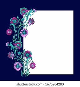Seamless vector Floral border decor on dark background,  japanese style