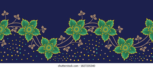 Diseño de borde floral vectorial sin fisuras