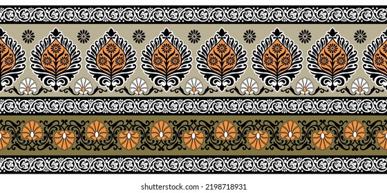 Seamless vector floral border design - Shutterstock ID 2198718931