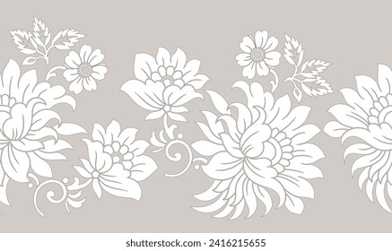 Diseño de borde floral vectorial sin fisuras