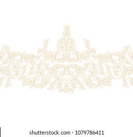 Seamless vector floral border ornament on white background