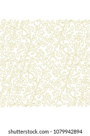 Seamless vector floral border ornament on white background