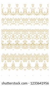 Seamless vector floral border ornament on white background
