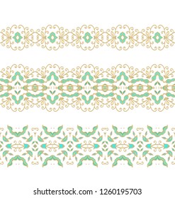Seamless vector floral border ornament on white background