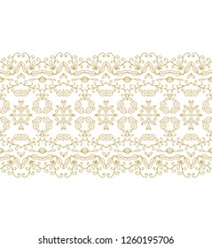 Seamless vector floral border ornament on white background