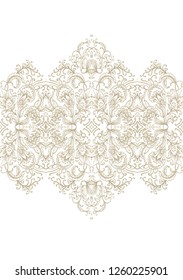Seamless vector floral border ornament on white background