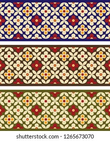 Seamless vector floral border with sample colors