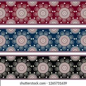 Seamless vector floral border with sample colors