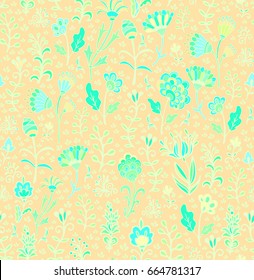 Seamless vector floral composition on light yellow background