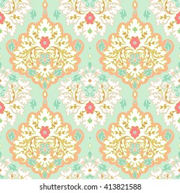Seamless Vector Floral Damask Pattern. Classic Background