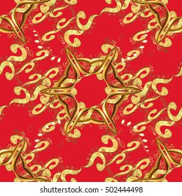 Seamless vector floral damask pattern. Classic Background. Red background.