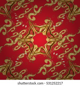 Seamless vector floral damask pattern. Classic Background. Red background.