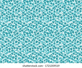 Seamless vector floral ditsy pattern on dark background, asian indian style