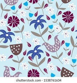Seamless Vector Floral Folk Pattern