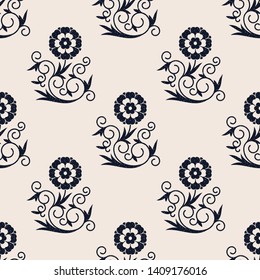 seamless vector floral hand drawn pattern. seamless template in swatch panel. design for textile, print, packaging
