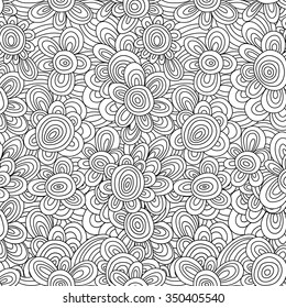 Seamless vector floral monochrome pattern. For easy making seamless pattern just drag all group into swatches bar, and use it for filling any contours. EPS