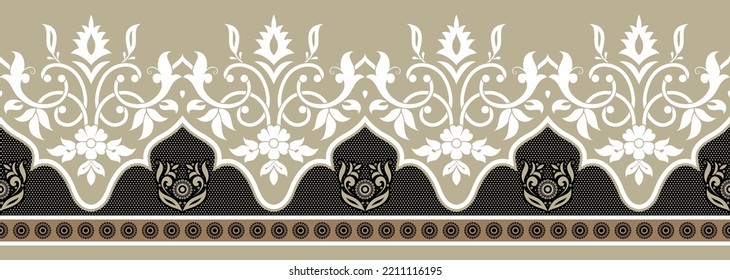 Seamless vector floral motif border design 