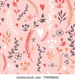 Seamless vector, floral ornament pattern, sweet abstract botanical backdrop. Texture can be used for wrapping papers, scrap-booking, wallpapers, background, stylish prints, pattern fills