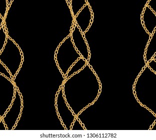 Seamless vector floral pattern background with hand drawn chain. Perfect for wallpapers, web page backgrounds, surface textures, textile. Isolated on black background