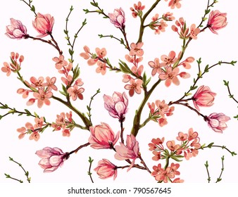 Hand Drawing Watercolor Summer Pattern Wild Stock Illustration 1406283425