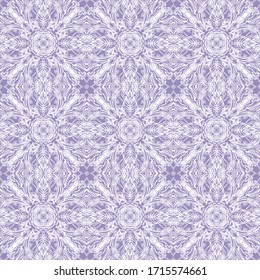 Seamless vector floral pattern, bicolor white-lilac floral ornament, vintage style