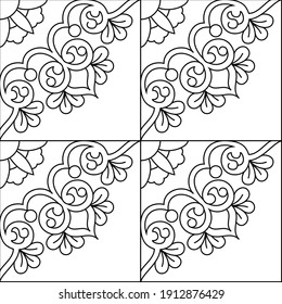 Seamless vector floral pattern. Black stroked illustration of flowers. Stylish wallpaper for design, fabric, textile, cover, advertising banner. Thin line background.