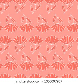 Seamless vector floral pattern with blue and coral-pink shades of flowers that can be used for your wallpapers, backgrounds, background images, fabric patterns, clothing prints, labels Vector graphics