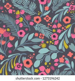 Seamless vector floral pattern. Botanical background