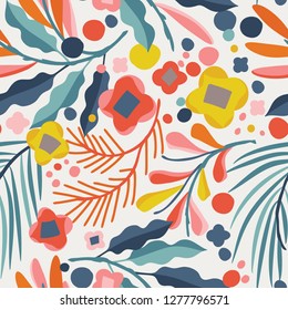 Seamless vector floral pattern. Botanical background