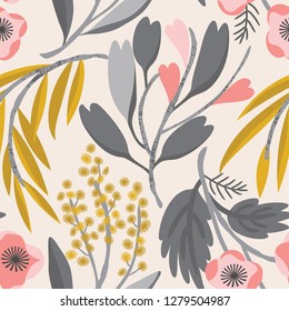 Seamless vector floral pattern. Botanical background