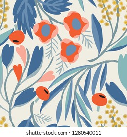 Seamless vector floral pattern. Botanical background