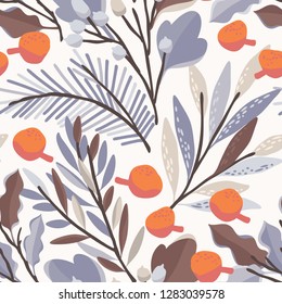 Patrón floral vectorial transparente. Fondo botánico