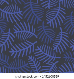 Seamless vector floral pattern. Botanical background in blue.