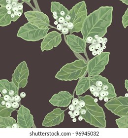 Seamless vector floral pattern with branch and berries