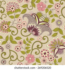 Seamless vector floral  pattern, pattern can be used for wallpaper, pattern fills,surface textures 