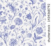 Seamless vector floral pattern. Classic illustration. Toile de Jouy