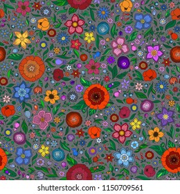 Seamless vector floral pattern with colorful fantasy plants and flowers, pattern can be used for wallpaper, pattern fills, web page background, surface textures