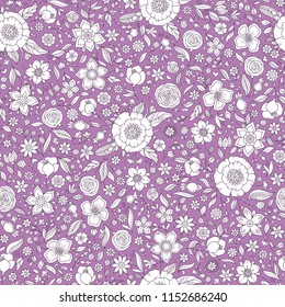Seamless vector floral pattern with colorful fantasy plants and flowers, pattern can be used for wallpaper, pattern fills, web page background, surface textures