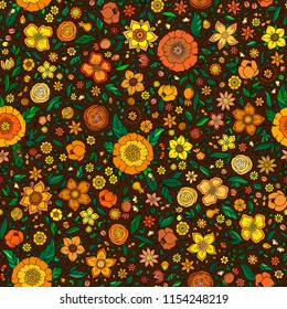 Seamless vector floral pattern with colorful fantasy plants and flowers, pattern can be used for wallpaper, pattern fills, web page background, surface textures