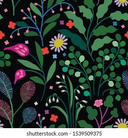Seamless vector floral pattern. Colorful botanical background 