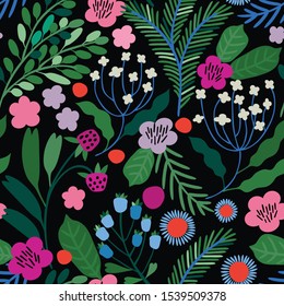 Seamless vector floral pattern. Colorful botanical background 