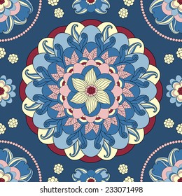 Seamless vector floral pattern with colorful fantasy plants and flowers, pattern can be used for wallpaper, pattern fills, web page background, surface textures 