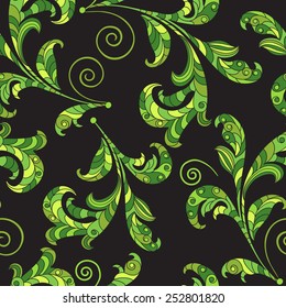 Seamless vector floral pattern with colorful fantasy plants and flowers, pattern can be used for wallpaper, pattern fills, web page background, surface textures 