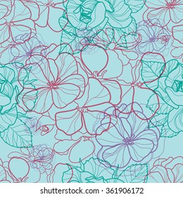 Seamless vector floral pattern with colorful flowers
