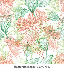 Seamless vector floral pattern with colorful flowers