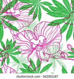 Seamless vector floral pattern with colorful flowers