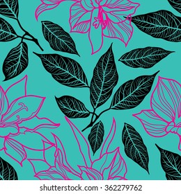Seamless vector floral pattern with colorful flowers