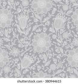 Seamless vector floral pattern with colorful fantasy plants and flowers, pattern can be used for wallpaper, pattern fills, web page background, surface textures